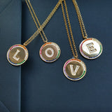 Colorful 26 Letter Pendant Zircon Necklace for Women DJ1734