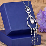 925 Silver Zircon Flowers Necklace Women