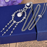925 Silver Zircon Flowers Necklace Women