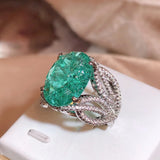 Green Moissanite Ring Fire Sparkling Ring Female Party Birthday Jewelry Gift