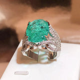 Green Moissanite Ring Fire Sparkling Ring Female Party Birthday Jewelry Gift