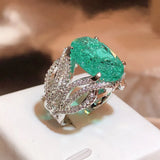 Green Moissanite Ring Fire Sparkling Ring Female Party Birthday Jewelry Gift