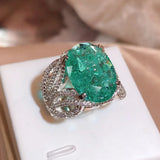 Green Moissanite Ring Fire Sparkling Ring Female Party Birthday Jewelry Gift