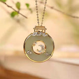 925 Silver Plated Hetian Jade Safety Buckle Pendant
