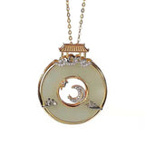 925 Silver Plated Hetian Jade Safety Buckle Pendant