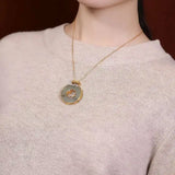 925 Silver Plated Hetian Jade Safety Buckle Pendant