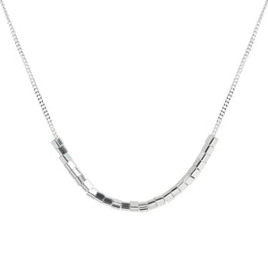 925 Silver Square Necklace Small Pearl Clavicle Chain
