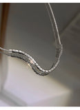 925 Silver Square Necklace Small Pearl Clavicle Chain