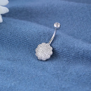 925 Silver Plum Blossom Belly Button Ring Navel Piercing Flower Women Jewelry