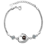 925 Silver Projection Photo Heart Bracelets Couples Memorial Jewelry