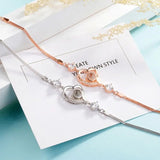 925 Silver Projection Photo Heart Bracelets Hollow Love Bracelet