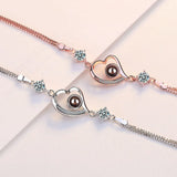 925 Silver Projection Photo Heart Bracelets Couples Memorial Jewelry