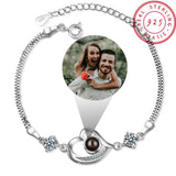925 Silver Projection Photo Heart Bracelets Couples Memorial Jewelry