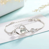 925 Silver Projection Photo Heart Bracelets Hollow Love Bracelet