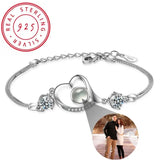 925 Silver Projection Photo Heart Bracelets Hollow Love Bracelet