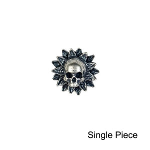925 Silver Sunflower Skull Ear Studs Punk Earrings