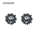925 Silver Sunflower Skull Ear Studs Punk Earrings