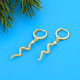 925 Silver Punk Style Snake Pendant Hoop Earrings