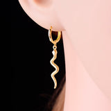 925 Silver Punk Style Snake Pendant Hoop Earrings