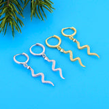 925 Silver Punk Style Snake Pendant Hoop Earrings