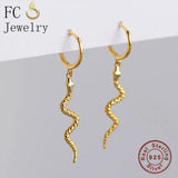 925 Silver Punk Style Snake Pendant Hoop Earrings