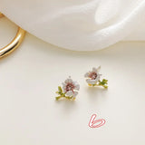 925 Silver Purple Flower Earrings French Enamel Glaze Daisy Flower Earrings