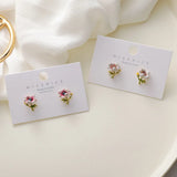 925 Silver Purple Flower Earrings French Enamel Glaze Daisy Flower Earrings