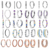 925 Silver Purple Hoop Earrings Zircon Round Circle Wedding Fine Jewelry