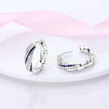 925 Silver Purple Hoop Earrings Zircon Round Circle Wedding Fine Jewelry