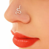 925 Silver Septum Nose Ring Hammered Piercing Faux Jewelry