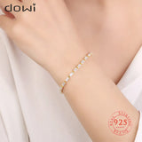 925 Silver Rectangle Tennis Bracelet Zircon Crystal Jewelry for Women