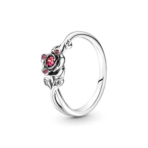 925 Silver Red Zircon Eternity Circle Ring Wedding Gift