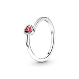 925 Silver Red Zircon Eternity Circle Ring Wedding Gift
