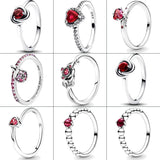 925 Silver Red Zircon Eternity Circle Ring Wedding Gift