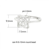 925 Silver Ring Blank Tray for 8-10mm Beads, Adjustable DIY Jewelry Making