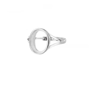 925 Silver Ring Blank for Oval Stone, Adjustable Ring Mounting DIY Jewelry