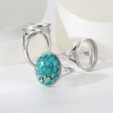 925 Silver Ring Blank for Oval Stone, Adjustable Ring Mounting DIY Jewelry