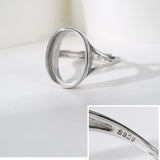 925 Silver Ring Blank for Oval Stone, Adjustable Ring Mounting DIY Jewelry