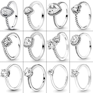 925 Silver Sparkling Crown Celestial Star Solitaire Ring