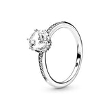 925 Silver Sparkling Crown Celestial Star Solitaire Ring