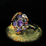 925 Silver Flower Women's Ring Purple Zircon Jewelry