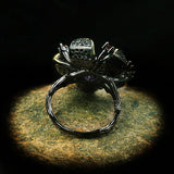 925 Silver Flower Women's Ring Purple Zircon Jewelry
