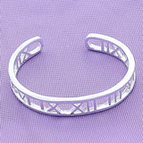 925 Silver Roman Cuff Bracelet for Men and Women