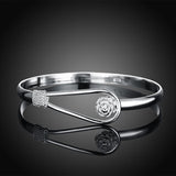 925 Silver Romantic Rose Clasp Bangle for Women