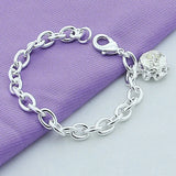 925 Silver Rose Flowers Chains Bracelets Women Wedding Jewelry