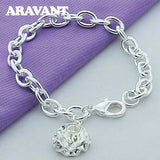 925 Silver Rose Flowers Chains Bracelets Women Wedding Jewelry