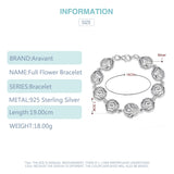 925 Silver Rose Flower Charm Bracelet Wedding Jewelry