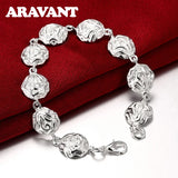925 Silver Rose Flower Charm Bracelet Wedding Jewelry
