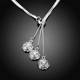 925 Silver Rose Flowers Pendants Necklaces Chain Wedding Jewelry