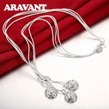 925 Silver Rose Flowers Pendants Necklaces Chain Wedding Jewelry